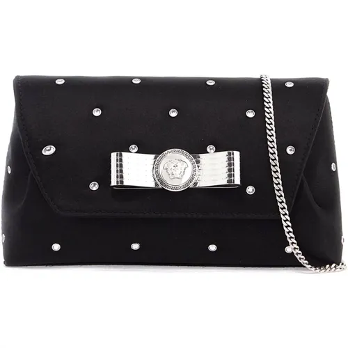 Starry Sky Crystal Clutch with Ribbon , female, Sizes: ONE SIZE - Versace - Modalova