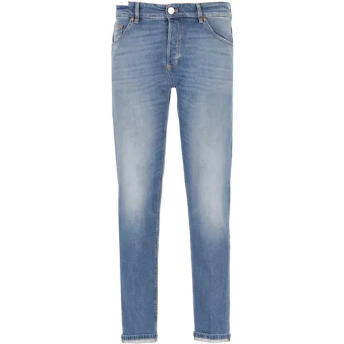 Cotton Jeans with Leather Tab , male, Sizes: W32, W33, W31, W34 - PT Torino - Modalova