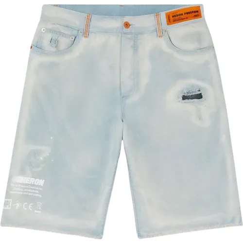 Fringe Finish Cotton Shorts , male, Sizes: W32, W34, W31, W33 - Heron Preston - Modalova