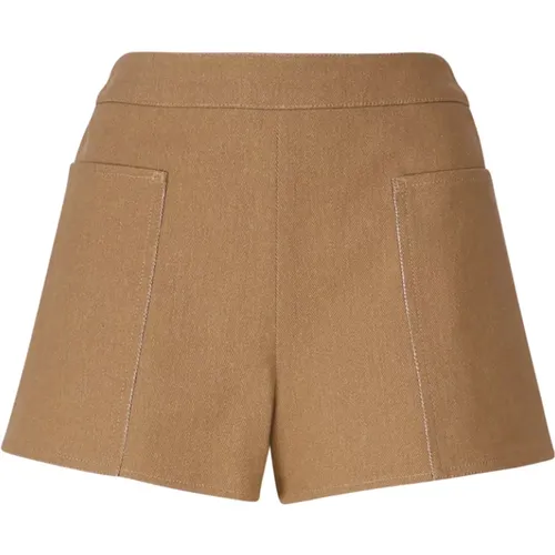Beige Cotton Drill Mini Shorts , female, Sizes: S - Max Mara - Modalova