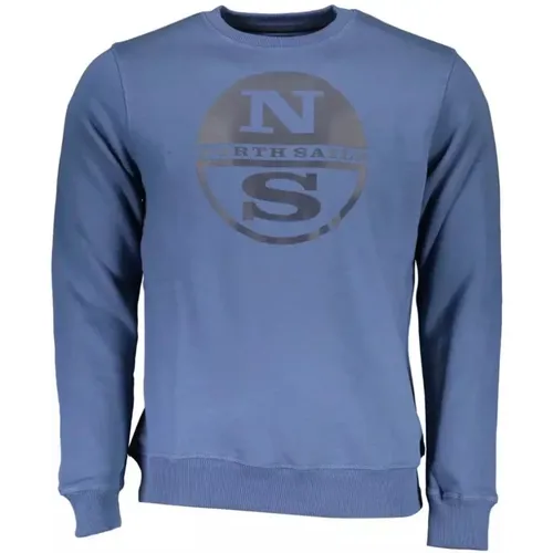 Stilvolles Blaues Bedrucktes Logo Sweatshirt , Herren, Größe: 2XL - North Sails - Modalova