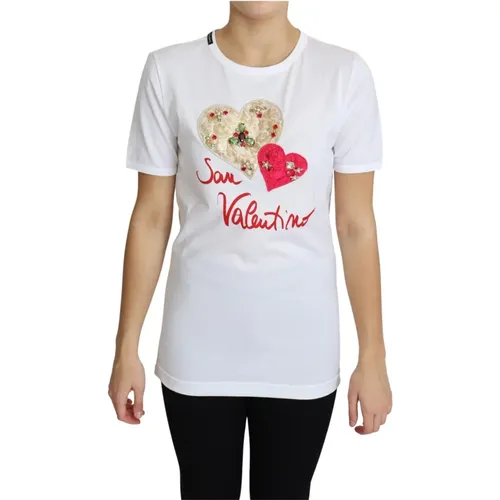 Valentinstag Herz Kristall T-Shirt - Dolce & Gabbana - Modalova