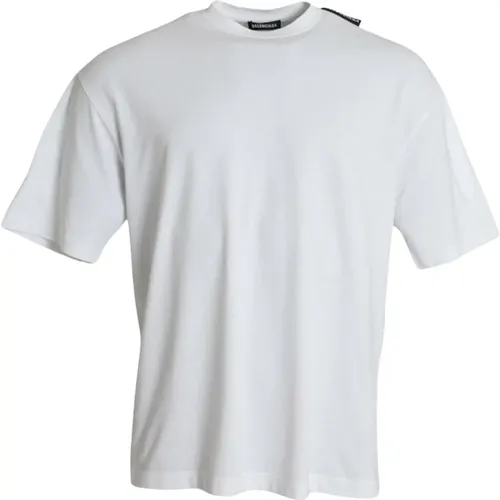 Weißes Baumwoll-Jersey Rundhals-T-Shirt , Herren, Größe: 2XS - Balenciaga - Modalova