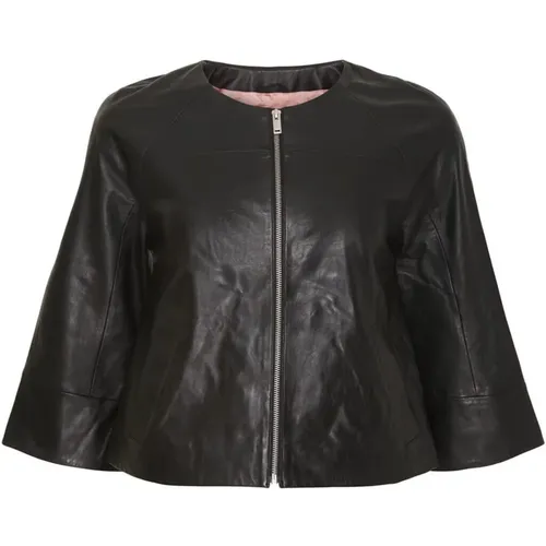 Crop Leather Jacket , female, Sizes: 3XL, L, S - Btfcph - Modalova