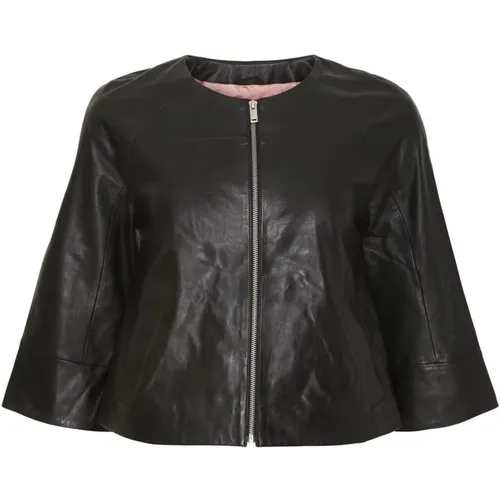 Crop Leather Jacket , female, Sizes: L, S - Btfcph - Modalova