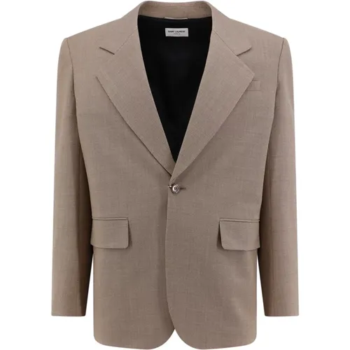 Men's Clothing Blazer Beige Ss24 , male, Sizes: L - Saint Laurent - Modalova