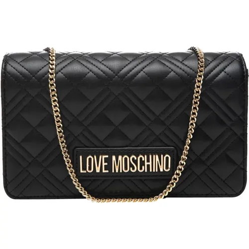 Gepolsterte Logo Umhängetasche Schwarz - Love Moschino - Modalova