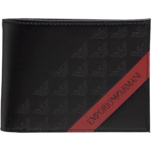 Logo Pattern Wallet with Card Slots , male, Sizes: ONE SIZE - Emporio Armani - Modalova