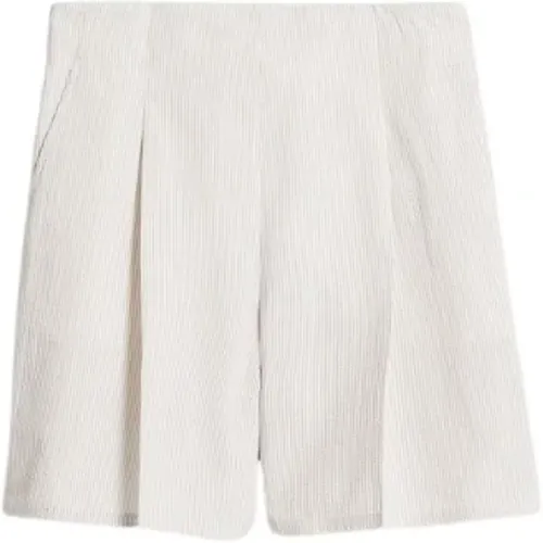 Seersucker Cotton Shorts , female, Sizes: XS, M - Max Mara - Modalova
