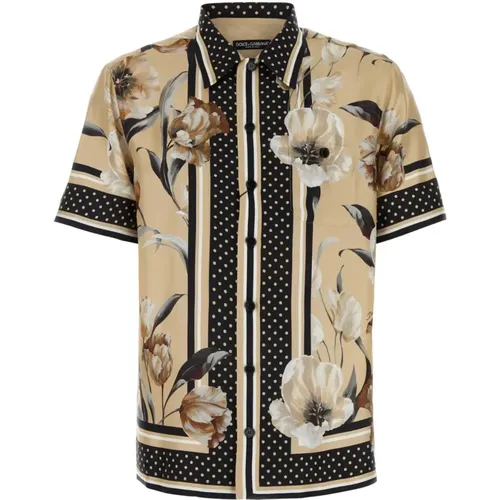 Silk Printed Shirt , male, Sizes: 5XL, 4XL - Dolce & Gabbana - Modalova