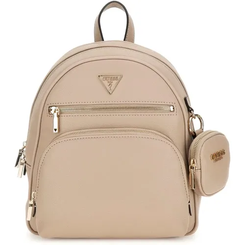 Taupe Backpack with Multiple Compartments , female, Sizes: ONE SIZE - Guess - Modalova