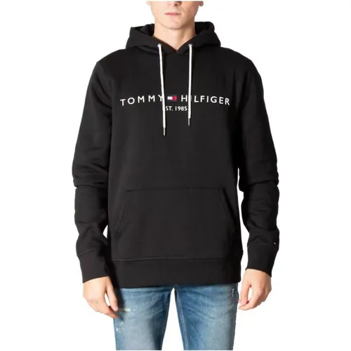 Schwarzer Baumwoll-Crewneck-Pullover , Herren, Größe: XS - Tommy Hilfiger - Modalova