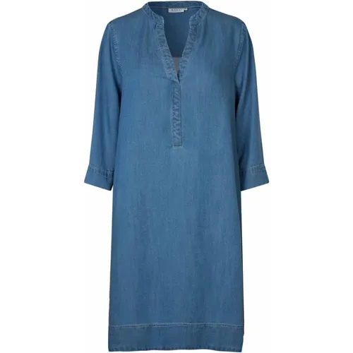 Simple Denim Dress with V-Neck , female, Sizes: 2XL, L - Masai - Modalova