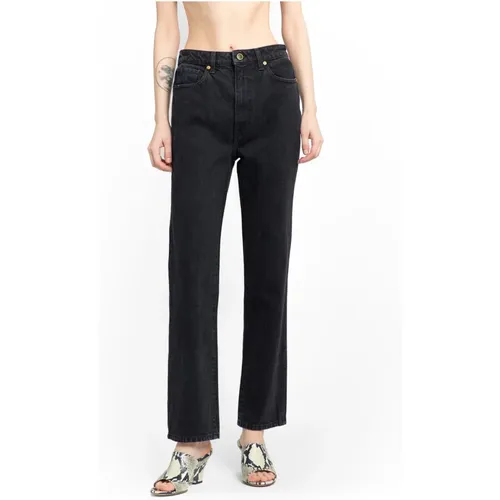 Schwarze High-Waisted Straight Fit Jeans - Khaite - Modalova