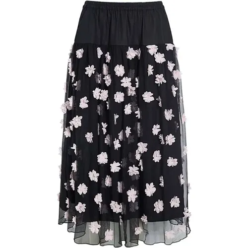 Mesh Blossom Skirt Black/Pale Pink Flower , female, Sizes: S, M, XS, L - Bitte Kai Rand - Modalova