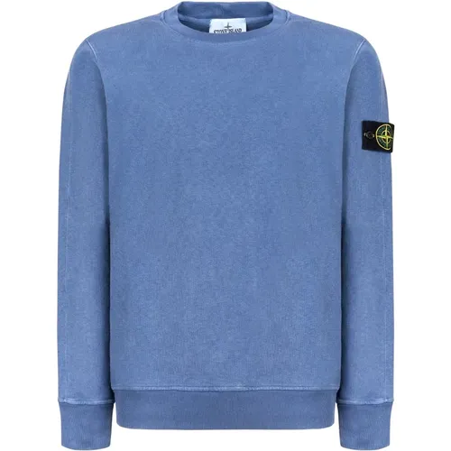 Blaue Baumwoll-Sweatshirt , Herren, Größe: L - Stone Island - Modalova