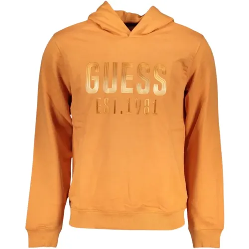 Oranger Kapuzenpullover mit Stil , Herren, Größe: S - Guess - Modalova