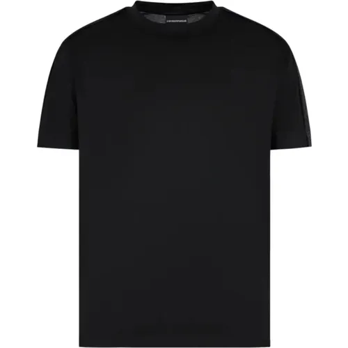 Schwarzes Lyocell Logo T-Shirt Kurzarm , Herren, Größe: 2XL - Emporio Armani - Modalova