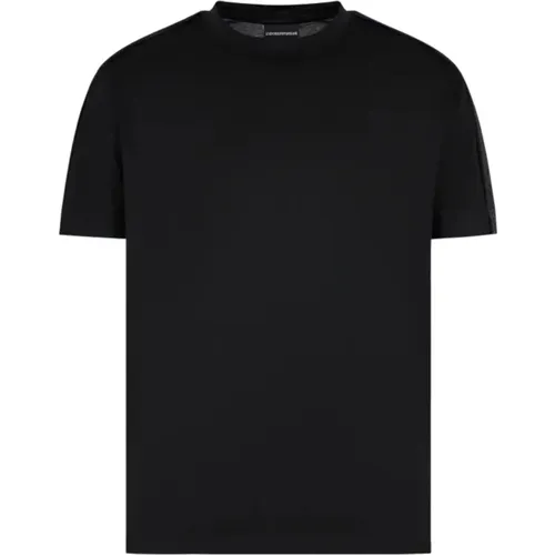 Schwarzes Lyocell Logo T-Shirt Kurzarm , Herren, Größe: S - Emporio Armani - Modalova