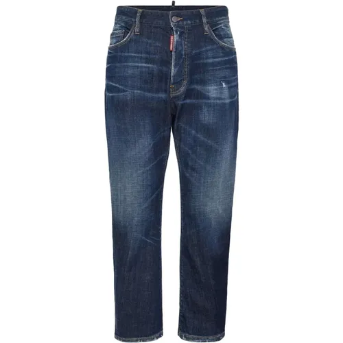 Blaue Ausgebleichte Denim Straight Cut Jeans , Herren, Größe: M - Dsquared2 - Modalova