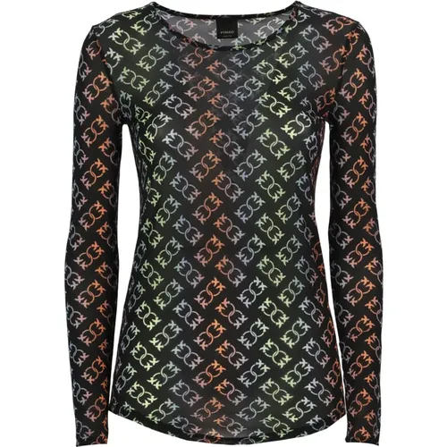 Schwarzer Love Birds Pullover , Damen, Größe: M - pinko - Modalova