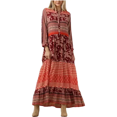 Rotes Maxikleid mit Print , Damen, Größe: S - Lollys Laundry - Modalova