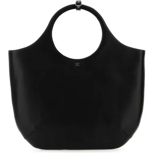 Stilvolle Schwarze Lederhandtasche - Courrèges - Modalova