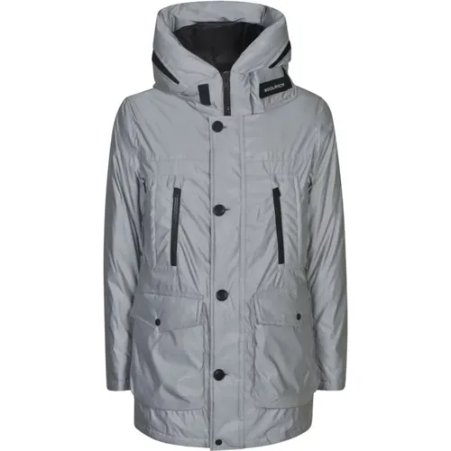 Grey Coats for Men , male, Sizes: M, L, XL - Woolrich - Modalova