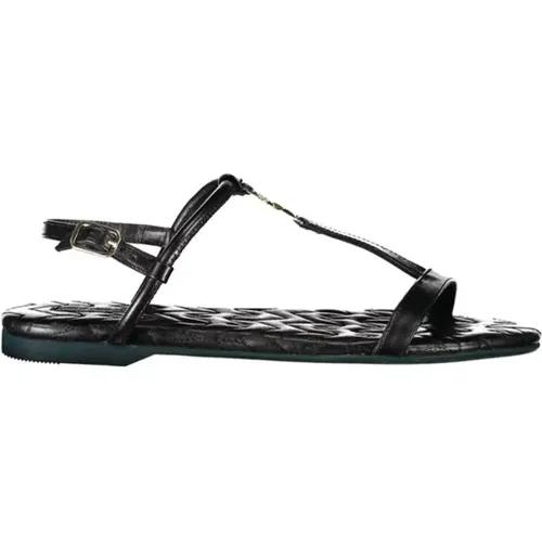 Schwarze Lederschnalle flache Sandalen , Damen, Größe: 37 EU - PATRIZIA PEPE - Modalova