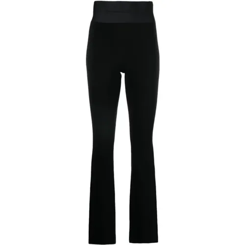 Schwarze Bootcut Hose mit Logo Elastischem Bund , Damen, Größe: L - alexander wang - Modalova