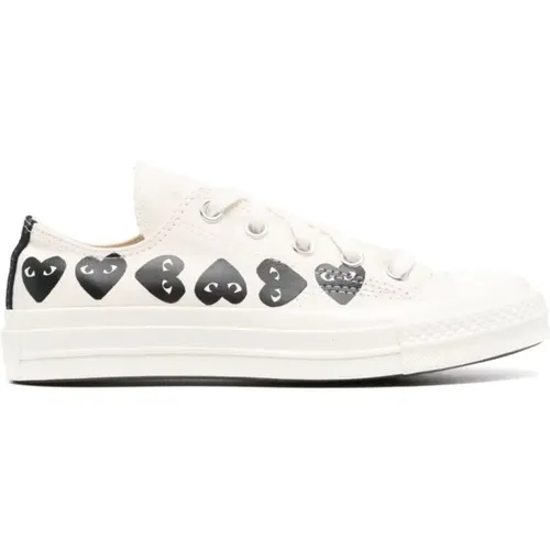 Heart Print Canvas Sneakers , female, Sizes: 5 1/2 UK, 6 UK, 3 UK, 4 UK, 5 UK - Comme des Garçons - Modalova