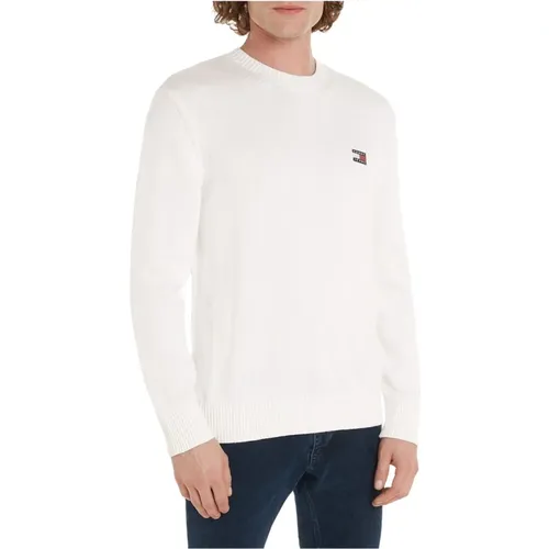 Weiße Pullover Regular Badge , Herren, Größe: XL - Tommy Jeans - Modalova