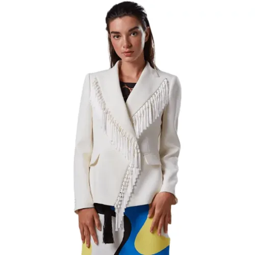 Cream Fringed American Jacket , female, Sizes: L - Moskada - Modalova