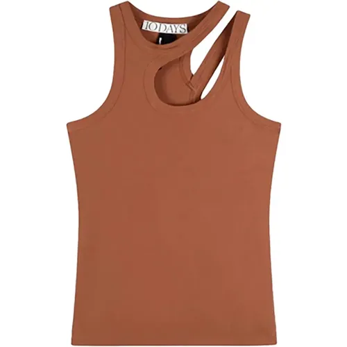 Ripp Tank Top Braun Cut Out , Damen, Größe: XS - 10Days - Modalova