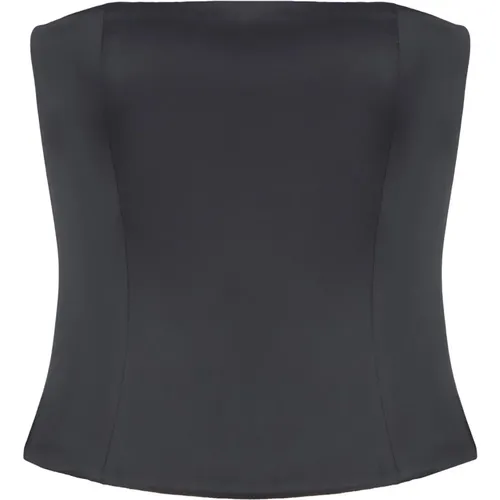 Schwarzes Satintop mit Reißverschluss , Damen, Größe: S - Emporio Armani - Modalova