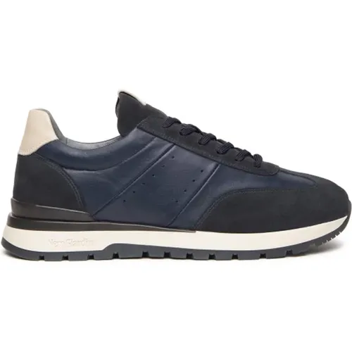 Blau Leder und Wildleder Sneakers - Nerogiardini - Modalova