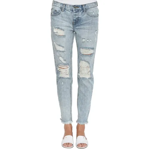 Hochtaillierte zerrissene blaue Jeans , Damen, Größe: W25 - One Teaspoon - Modalova