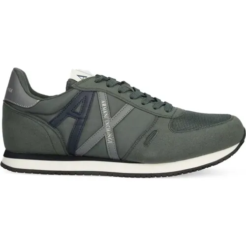 Grüne Mesh Wildleder Sneakers , Herren, Größe: 41 1/2 EU - Armani Exchange - Modalova