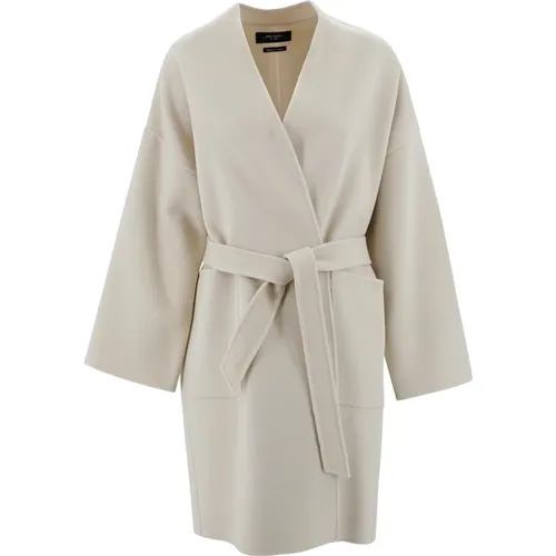 Cream Midi Robe Coat with Shawl Collar , female, Sizes: S - Max Mara Weekend - Modalova