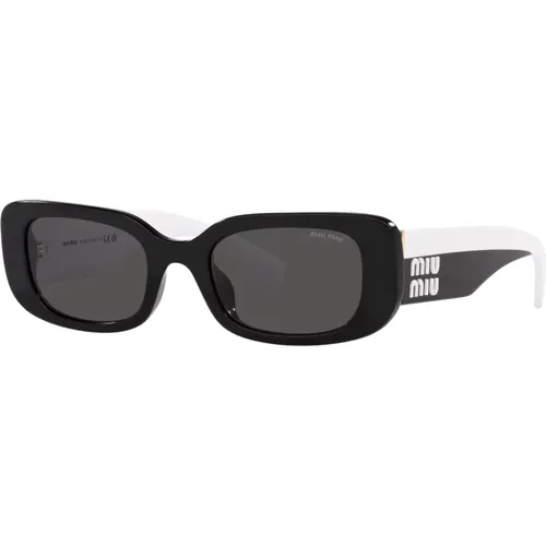 Schwarze/Dunkelgraue Sonnenbrille - Miu Miu - Modalova