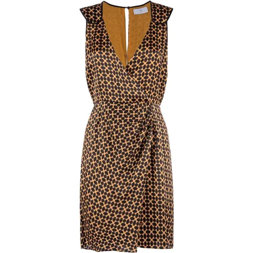 Geometrisches Muster V-Ausschnitt Kleid , Damen, Größe: XS - Nenette - Modalova