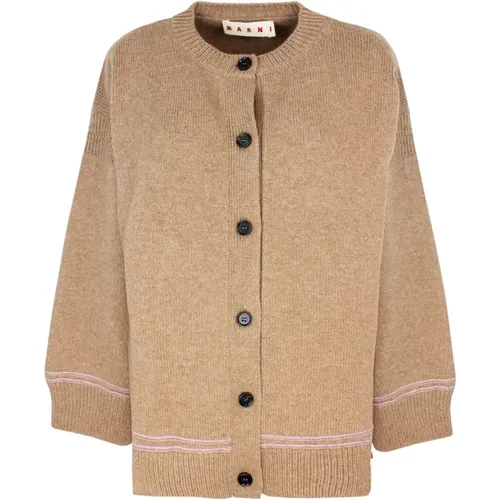 Camel Kimono Sleeve Cardigan Sweater , female, Sizes: 2XS - Marni - Modalova
