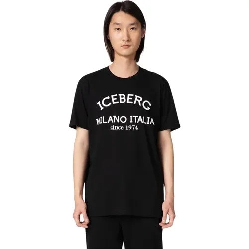 D Milano Mens T-Shirt , male, Sizes: S, L, XL, M - Iceberg - Modalova