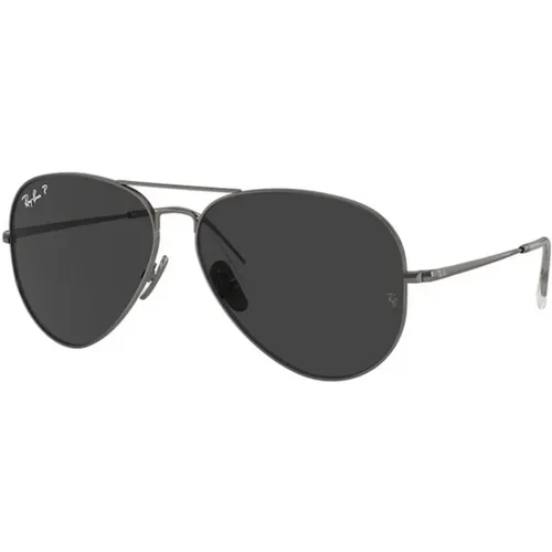 Titan Aviator Sonnenbrille Graues Gestell Schwarze Gläser - Ray-Ban - Modalova