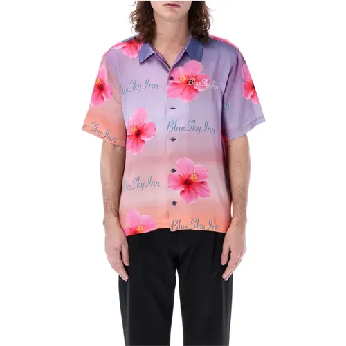 Sunset Lotus Bowling Shirt , male, Sizes: S - Blue Sky Inn - Modalova