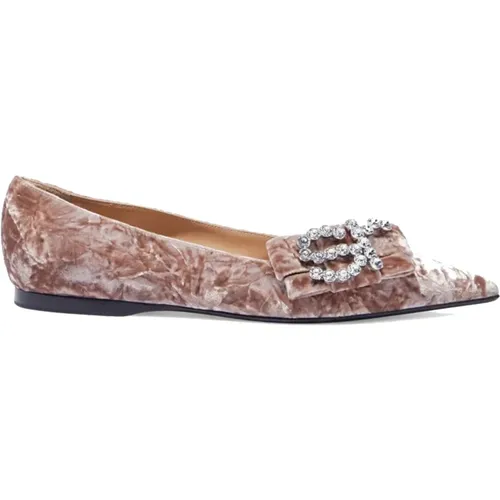 Velvet Ballerina Flats with Crystals , female, Sizes: 7 UK - Sergio Rossi - Modalova