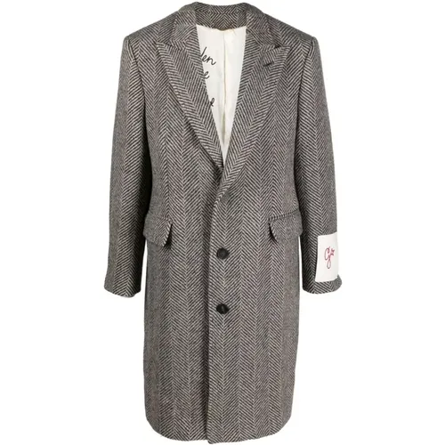 Grey Wool Coat Single-Breasted , male, Sizes: M, S - Golden Goose - Modalova