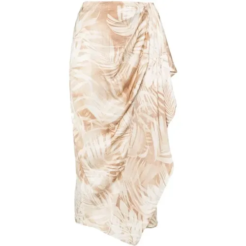 Leaf-Print Draped Skirt , female, Sizes: M - Ermanno Scervino - Modalova