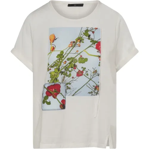 Blumen Künstler T-Shirt mit Band Detail , Damen, Größe: L - High - Modalova