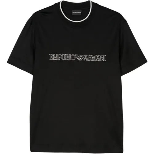 Schwarzes T-Shirt mit kurzem Ärmel und Logo , Herren, Größe: L - Emporio Armani - Modalova